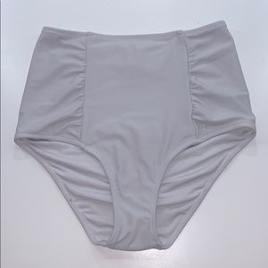 White/Grey Aerie High Waisted Bathing Suit Bottoms